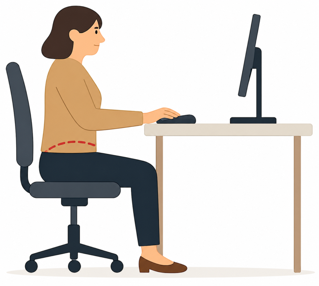 Workstation with keyboard and mouse positioned too far from the user